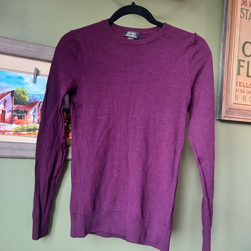 Lord & Taylor 100% extra fine merino Crewneck Sweater